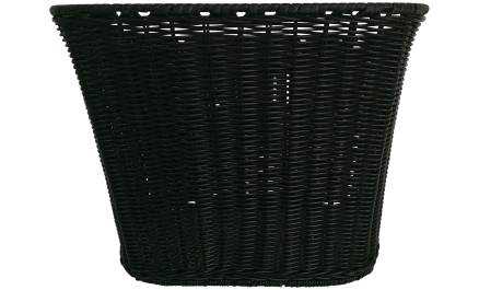 Kurv For Fastmonteret Plast Rattan Sort Flet  Med Bøjle & Beslag