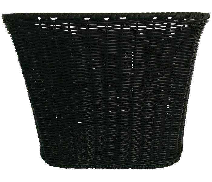 Kurv For Fastmonteret Plast Rattan Sort Flet  Med Bøjle & Beslag